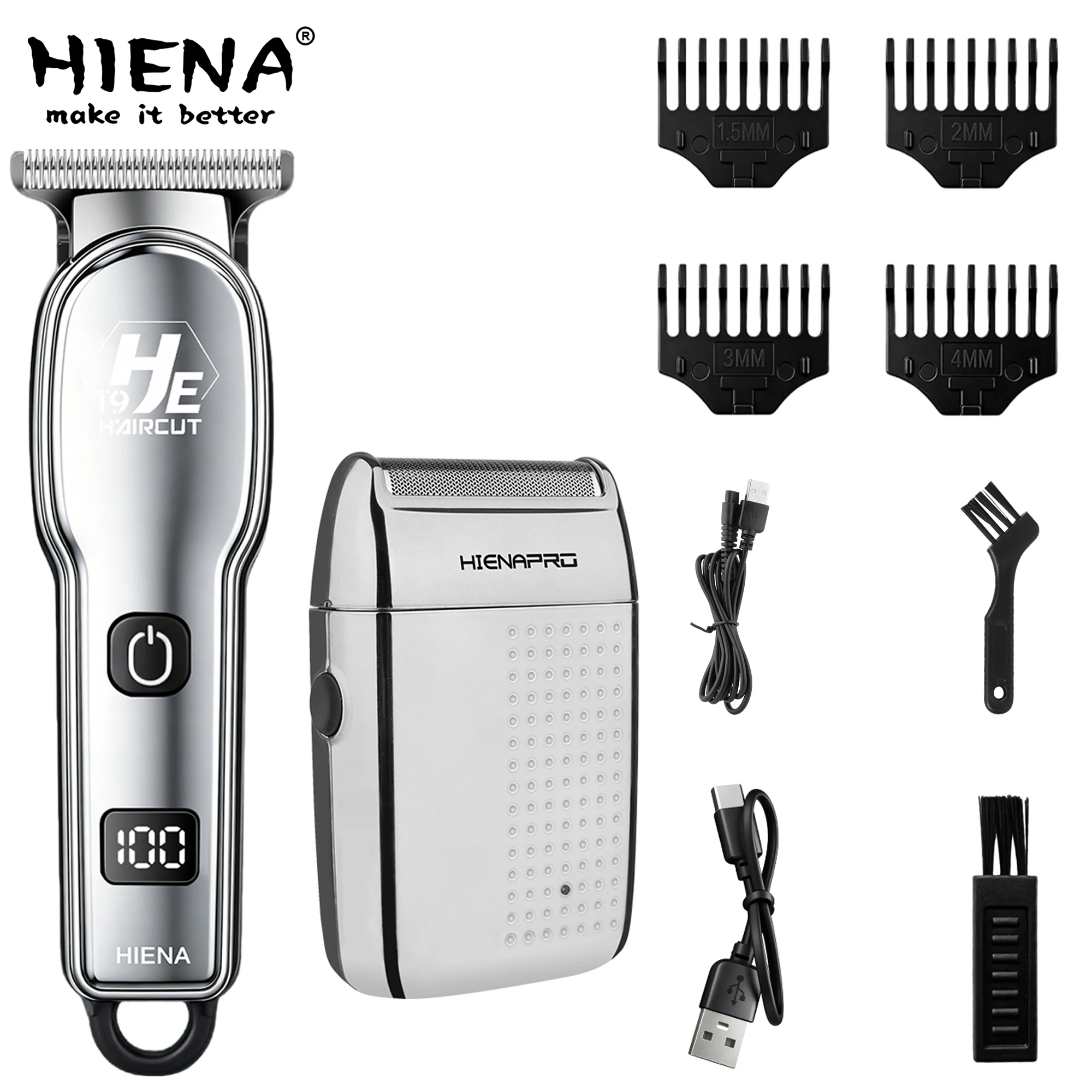 HIENA Professional Hair Trimmer For Man Waterproof Shaving Machine Electric Razor 0 Mm Oil Head Hair Clippers Set Barber Shop