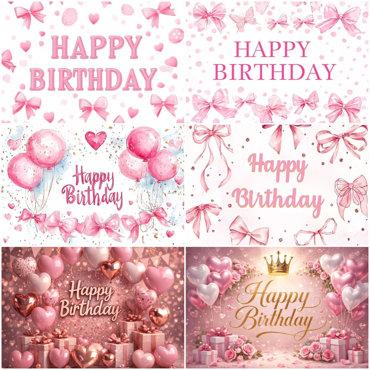 

Pink Bow Theme Girls Birthday Party Decoration Backdrop Balloon Flowers Cake Background Baby Shower Banner Supplies Kids Gifts
