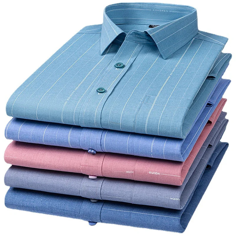 Summer Men's New Casual Plaid Long Sleeve Shirt Breathable Quality Middle-aged Daddy's Outfit No Ironing Shirt