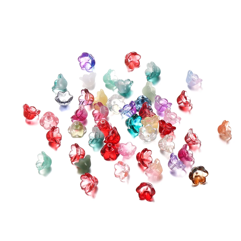 

30pcs/Lot 12x11mm Glass Bellflower Beads Caps Jewelry Findings Charms Bracelets Spacer Beads for Jewelry Making Accessories