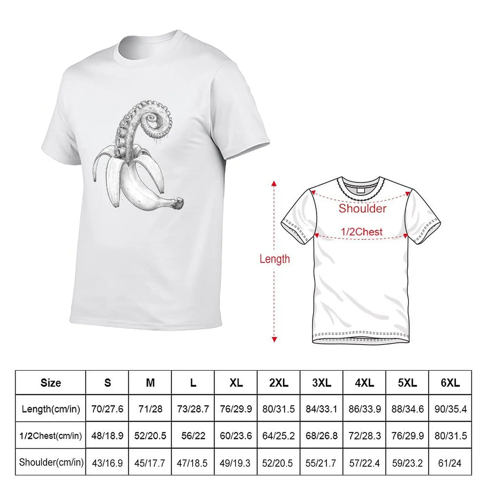 Octopus banana black & white T-Shirt man t shirts for men casual funny t shirts man T-Shirt
