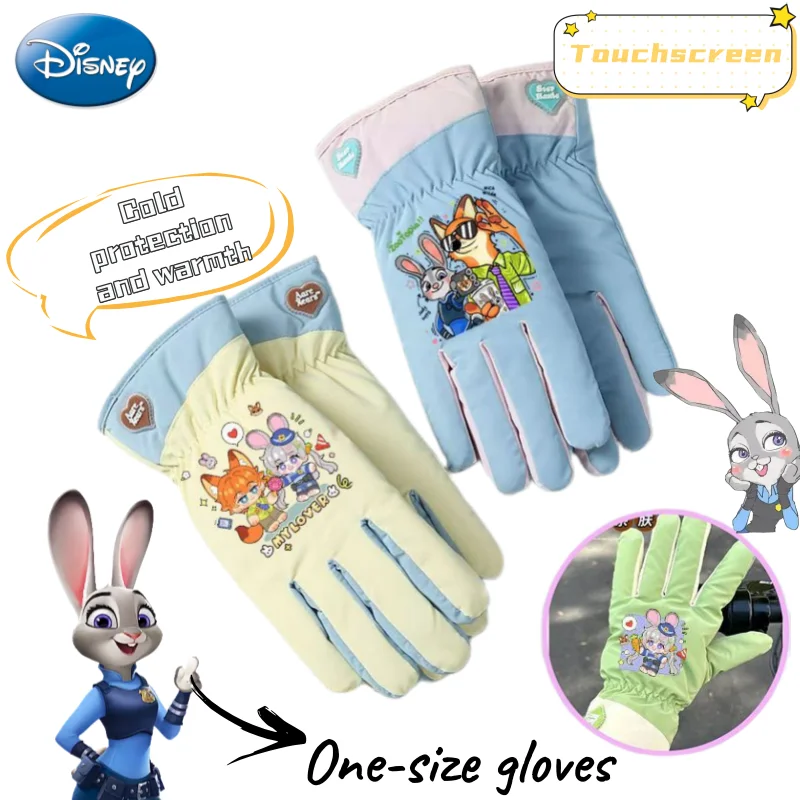 

Милые теплые и морозостойкие перчатки с героями мультфильмов Диснея Джуди и Ника, ветрозащитные и водонепроницаемые студенческие уличные перчатки Kawaii Girlish