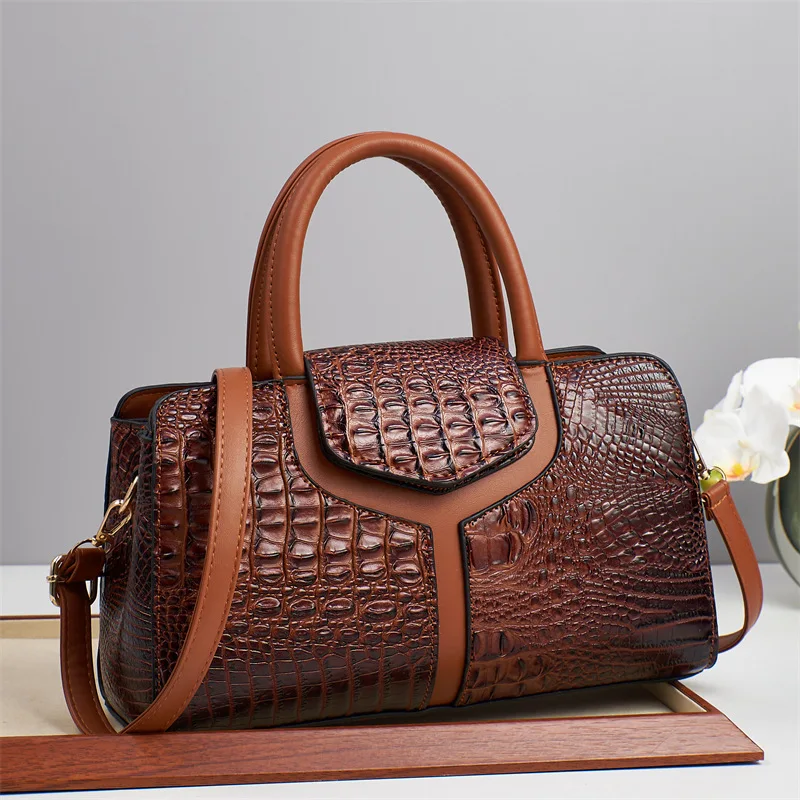 TRAVEASY letnie torby na co dzień w stylu vintage z górnym uchwytem dla kobiet moda aligator o dużej pojemności kobiece torby na ramię torby typu crossbody