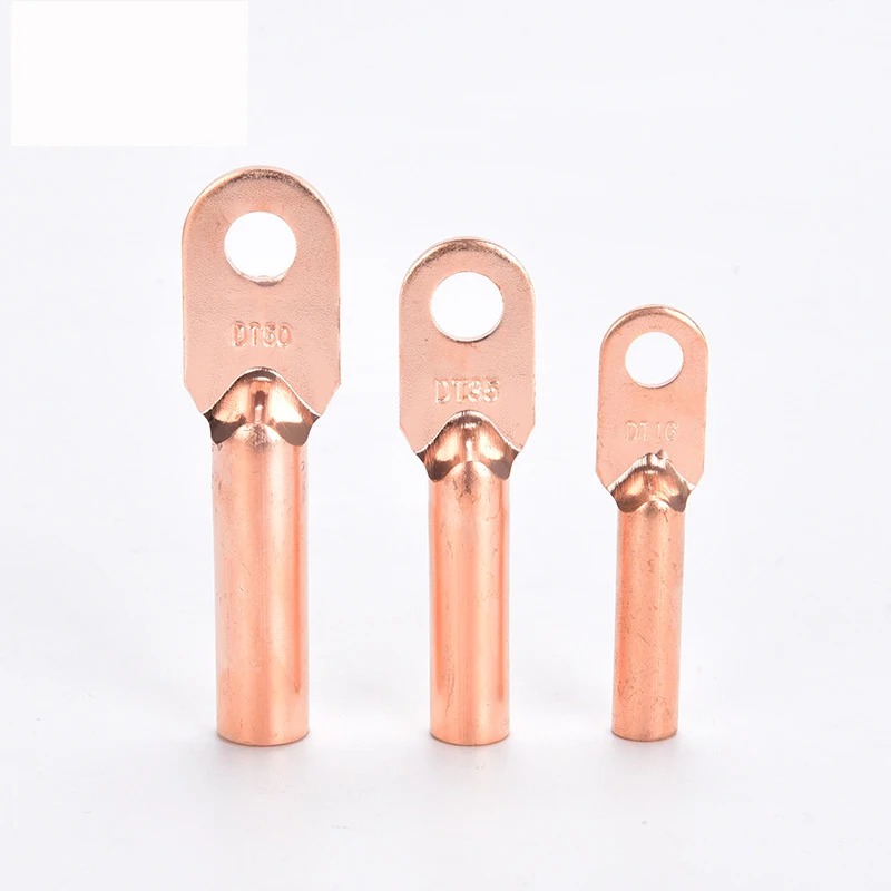 10pcs Cold Pressure Copper Wire Connector Terminal Block For Circuit Breakers DT-10/16/25/35/50/70mm Bare Terminals Crimp Lugs