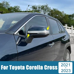 Car Accessories For Toyota Corolla Cross XG10 2021 2022 2023 Hybrid Stainless Steel Rear View Mirror Side Cover Strips Stickers