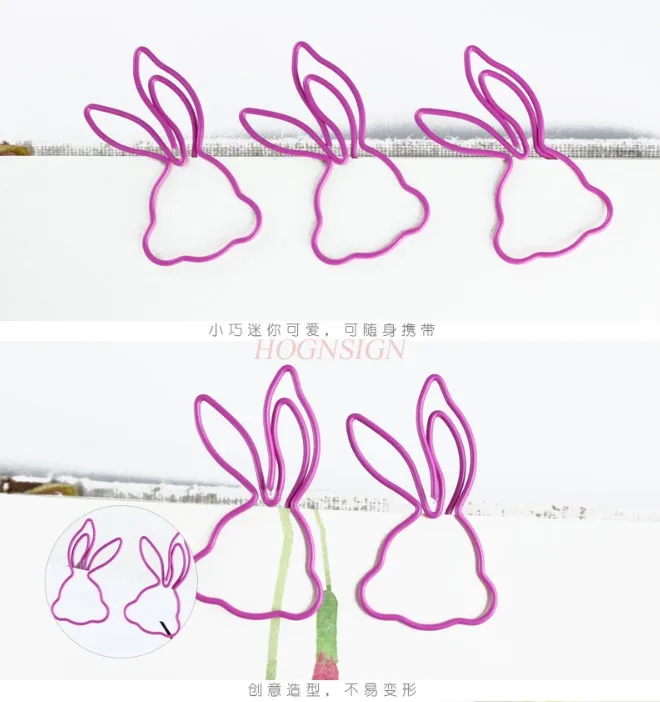 12pcs Rose Red Jade Rabbit Paper Clips Animal Cartoon Creative Paper Clips Shaping Pins