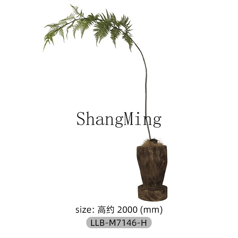 

CL wabi-sabi wind green plant digging solid wooden barrel B & B tea room landscaping plant decoration ornament large vase