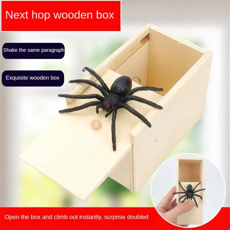 10/5/3/1pcs halloween decor Trick Spider Funny Wooden Scare Box Practical Joke Office Prank Toys Funny Play Joke Gifts