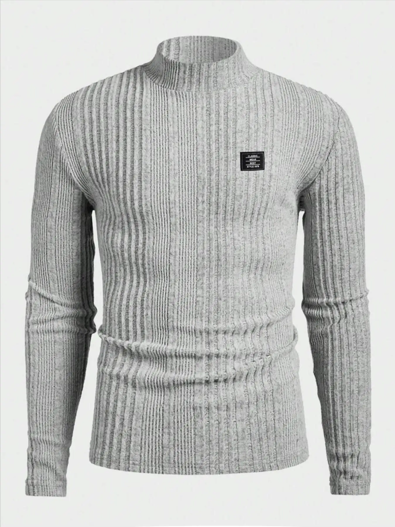 Herren Rollkragenpullover Einfarbig Gestreift Langarm Lässiger Schnitt T-Shirt für Herbst und Winter – Detail 26