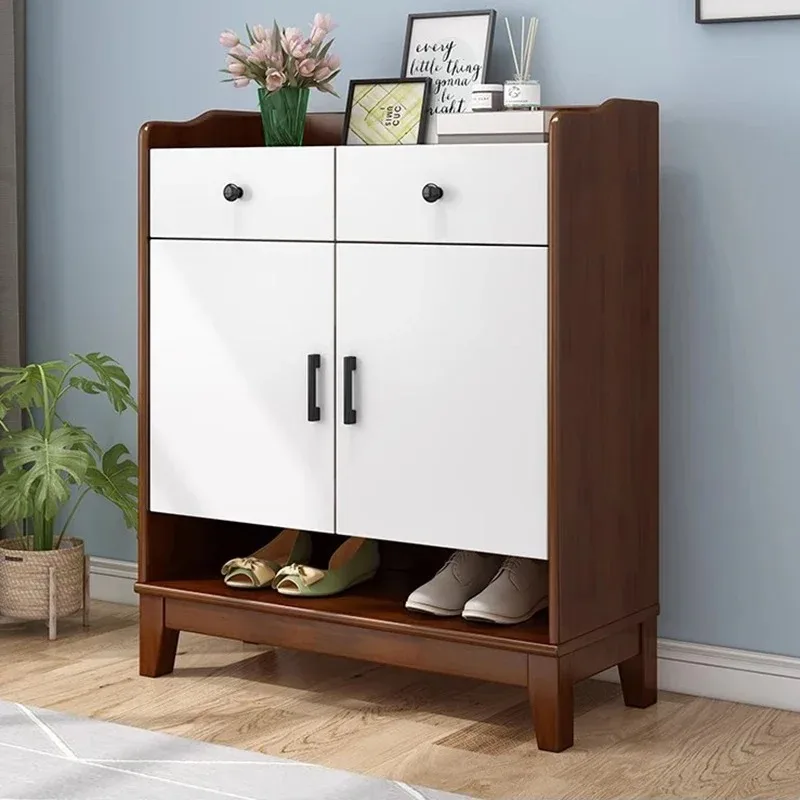 

Space Saving Mobile Shoe Cabinets Wooden Retro Living Room Rack Organizers Shoe Cabinets Bedroom Fashion Gabinete Home Design
