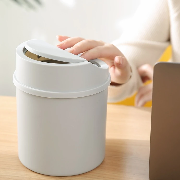 

2024 Mini Desktop Bin Small Trash Can Tube 1Pcs with Cover Bedroom Trash Can Garbage Can Clean Workspace Storage Box Home Desk