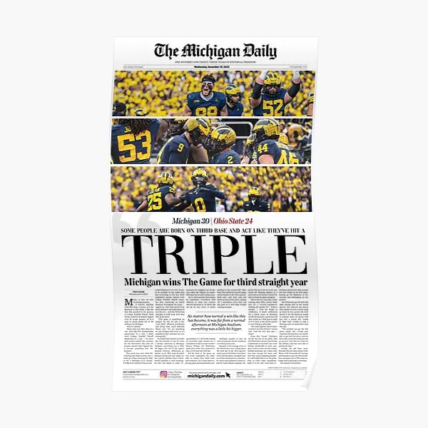 The Michigan Daily Front Cover 11 29 23  Poster Home Room Decor Vintage Mural Decoration Wall Painting Funny Picture No Frame