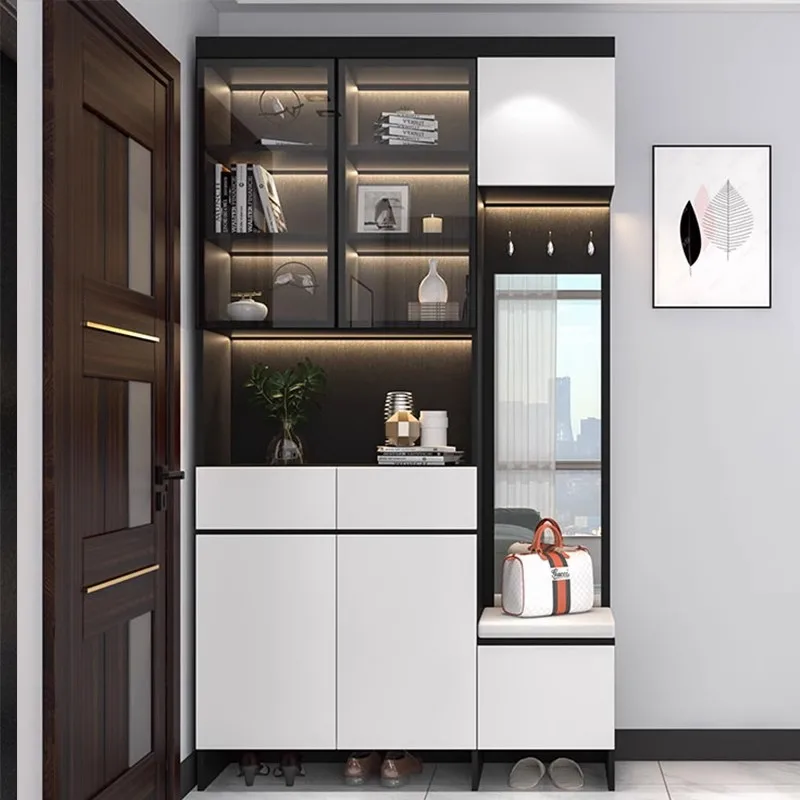 Домашний шкаф для обуви Входная дверь для гостиной, бытовой светильник, роскошный экран, входной шкаф для обуви, встроенный винный шкаф для хранения