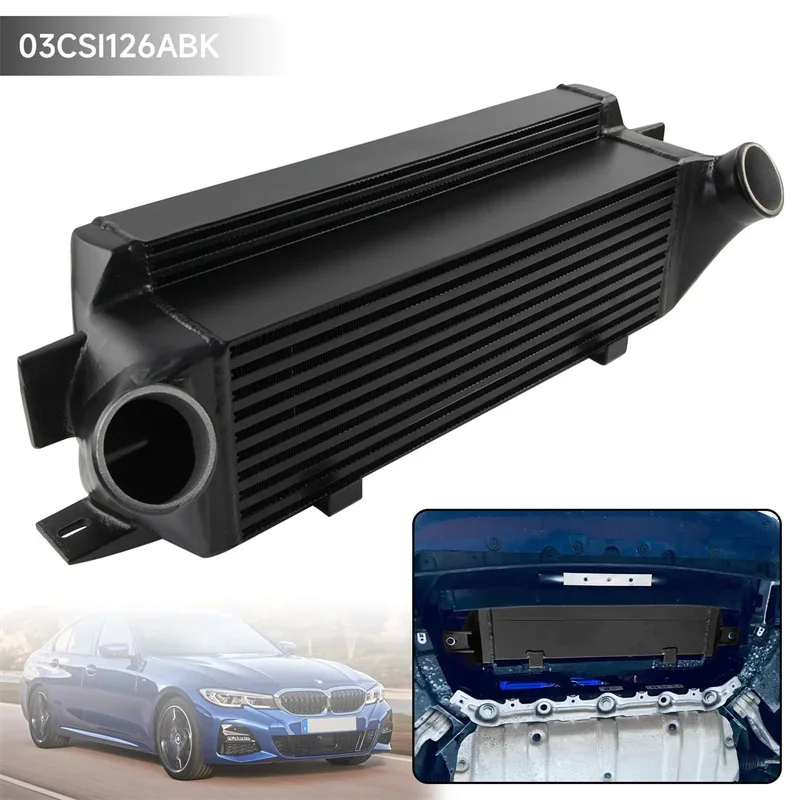 Black Intercooler Front Mount Bar&Plate For BMW 3-Series G20 G22 G28 Z4 B48 320i 325i 420i 425i 2019+ Performance Aluminum