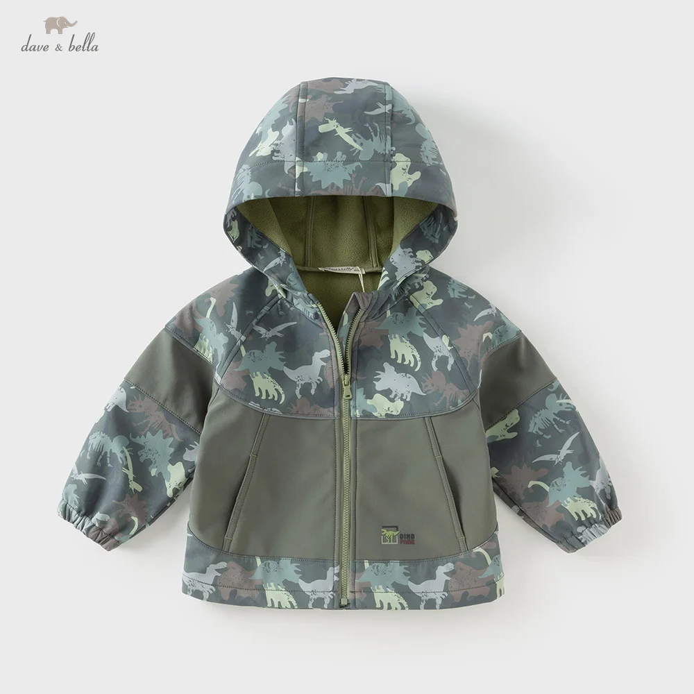 Dave Bella Boys Winter Autumn Windproof Jacket for Children Waterproof Hoodie Polar Fleece Outerwear Kids Clothing DB3252496