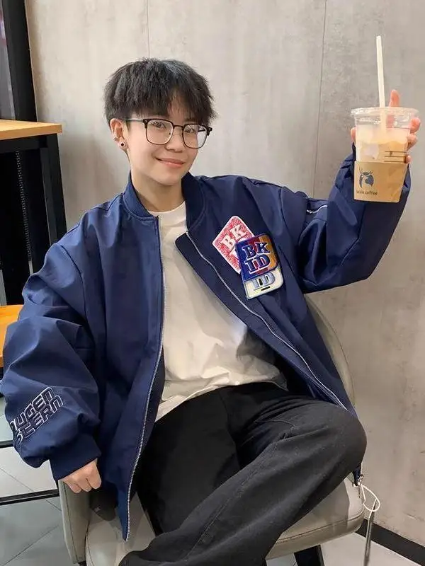 

Мужская бейсбольная куртка-бомбер большого размера 300 Pou American Magic Sti с вышивкой букв, свободного кроя, весна-осень