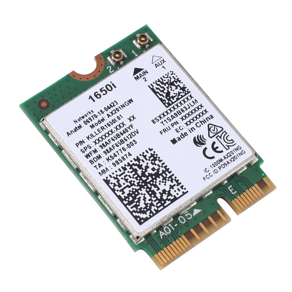 1650I AC AX201NGW WiFi Card WiFi6 Dual Band Wireless Card 802.11AX/A/B/G/N BT 5.0 Laptop for Windows 10