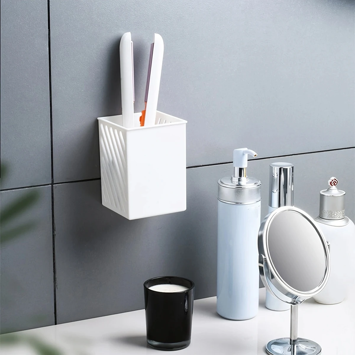 1pc-Brand New Bedroom Desk Storage Box Remote Control White ABS Large-capacity Multi-purpose Rectangular Wall Mounted