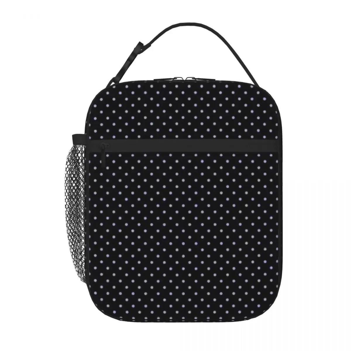 Bestselling Pastel Lilac Polkadots On Black Zipper Closure Sports Lunch Bag Balanced Diet Pack Insulated Lunch Bag