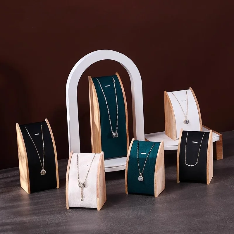 

New solid wood necklace display stand jewelry rack pendant holder curved jewelry display props jewelry packaging