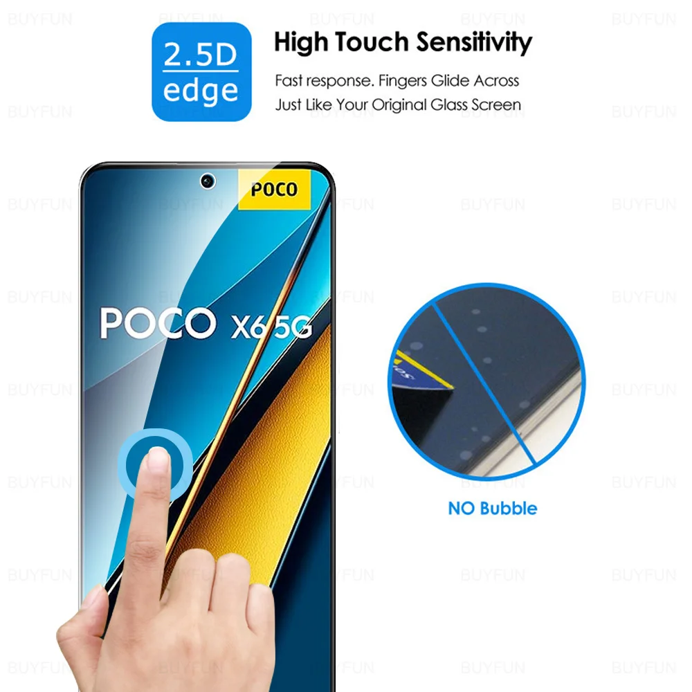 For Poco X6 5G Glass 6in1 Tempered Glass Camera Film Poxo Poko X 6 6X Pocco Little X6Pro PocoX6 Pro PocoX6Pro Screen Protector