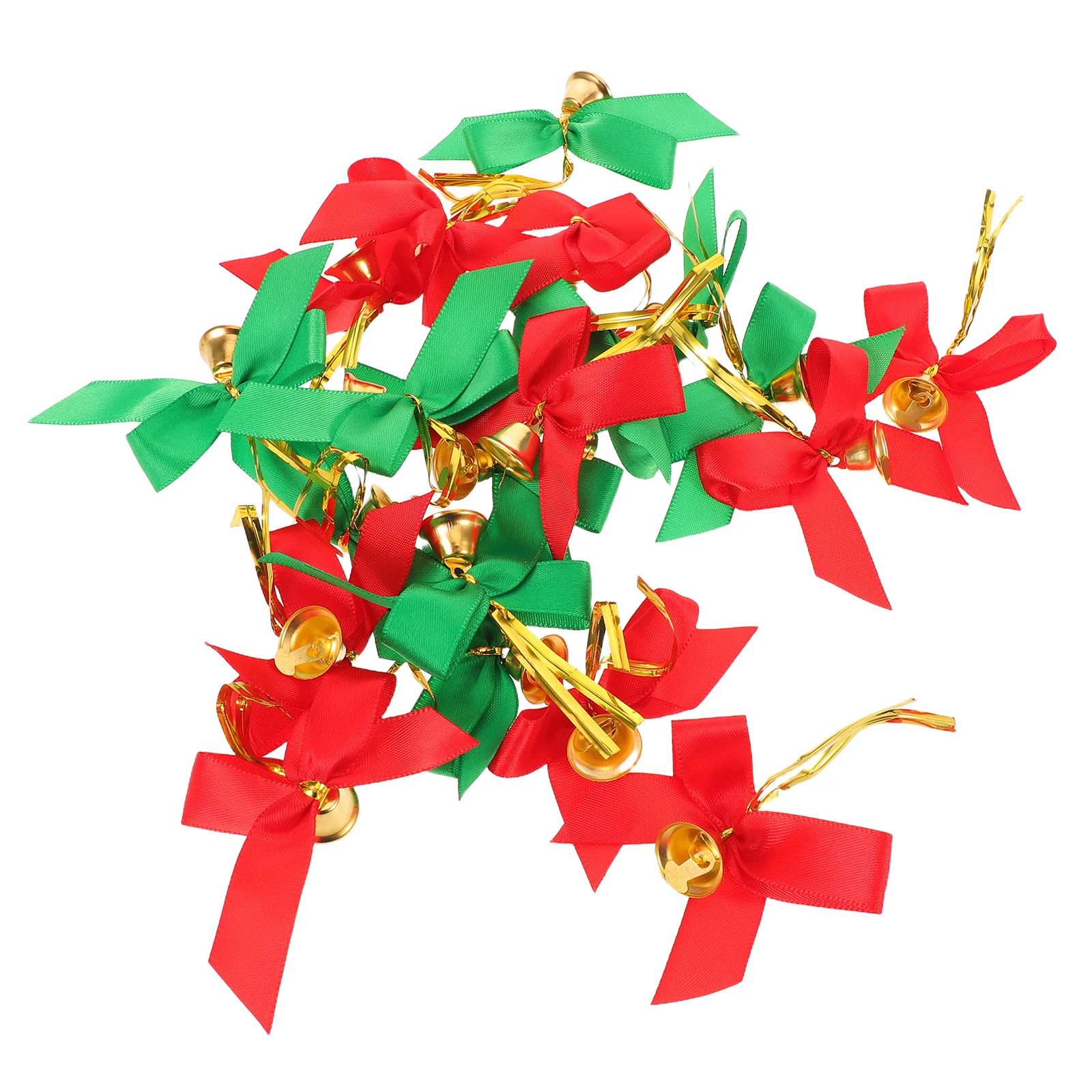 

20Pcs Festive Christmas Bows with Jingle Bells Mini Satin Ribbon Bowknots for Tree Wreath Garland Craft Wedding Party Decoration