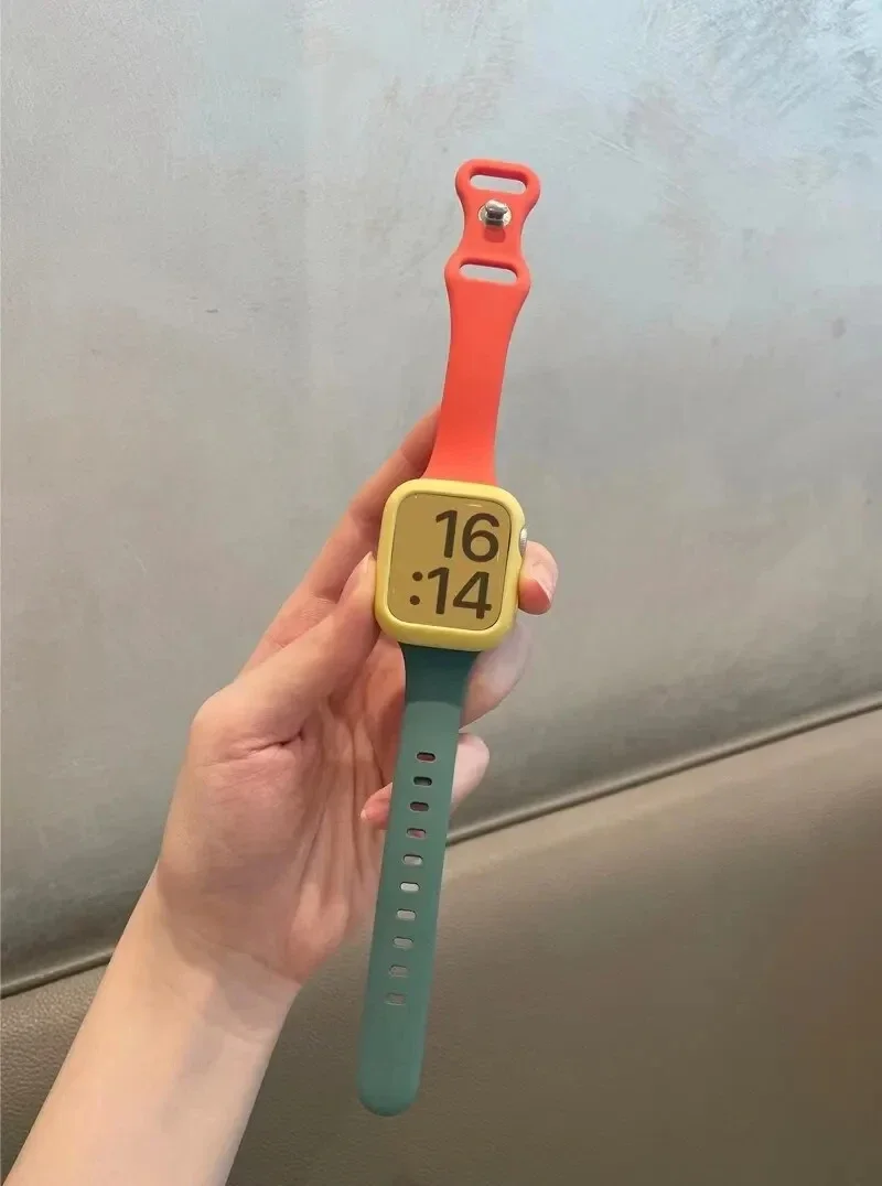 케이스 + Apple Watch 밴드 용 실리콘 스트랩 46mm 42mm 10 9 8 7 41 45 49mm IWatch 시리즈 6 SE5 4 3 2 1 38 42MM 용 스포츠 시계 밴드