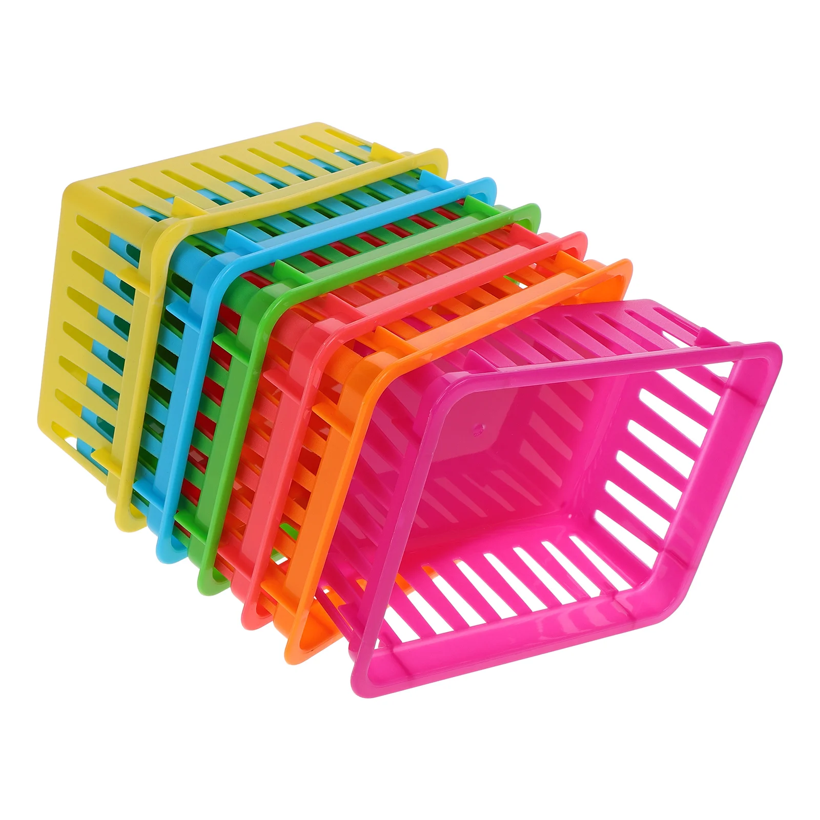 6 Pcs Stationery Storage Basket Office Desk Organizer Small Bins Plastic Baskets File Crayon Container School