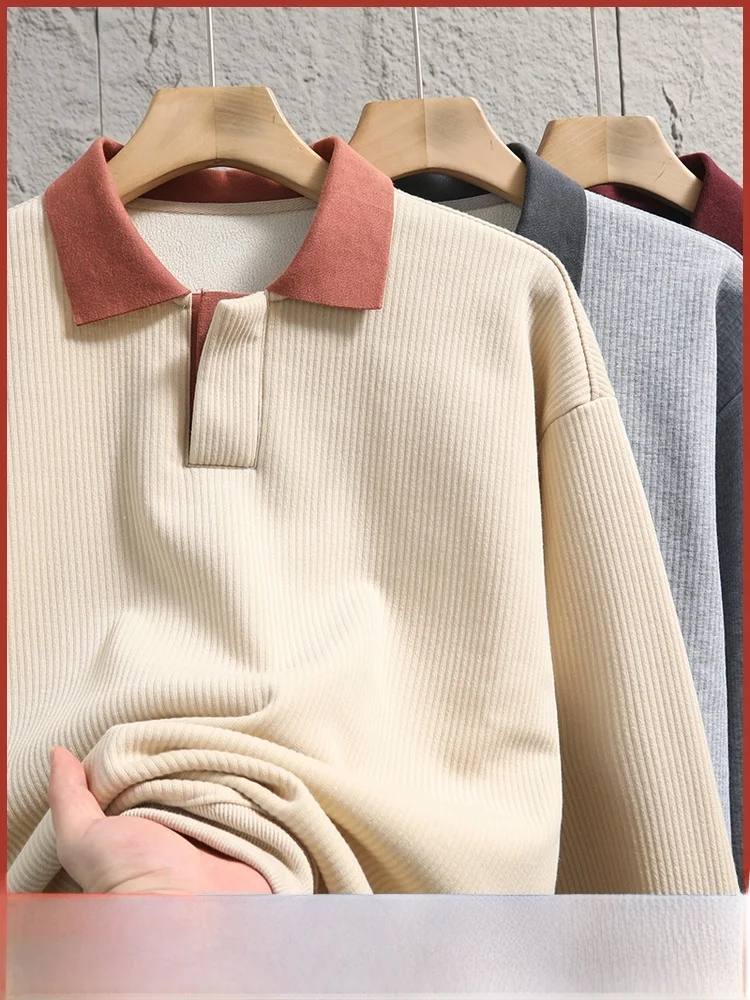 

Men's Thi Knitted Sweater Casual Versatile Fake Two-Piece Winter Outerwear Soft Polyester Fiber Faionable Urban Sle