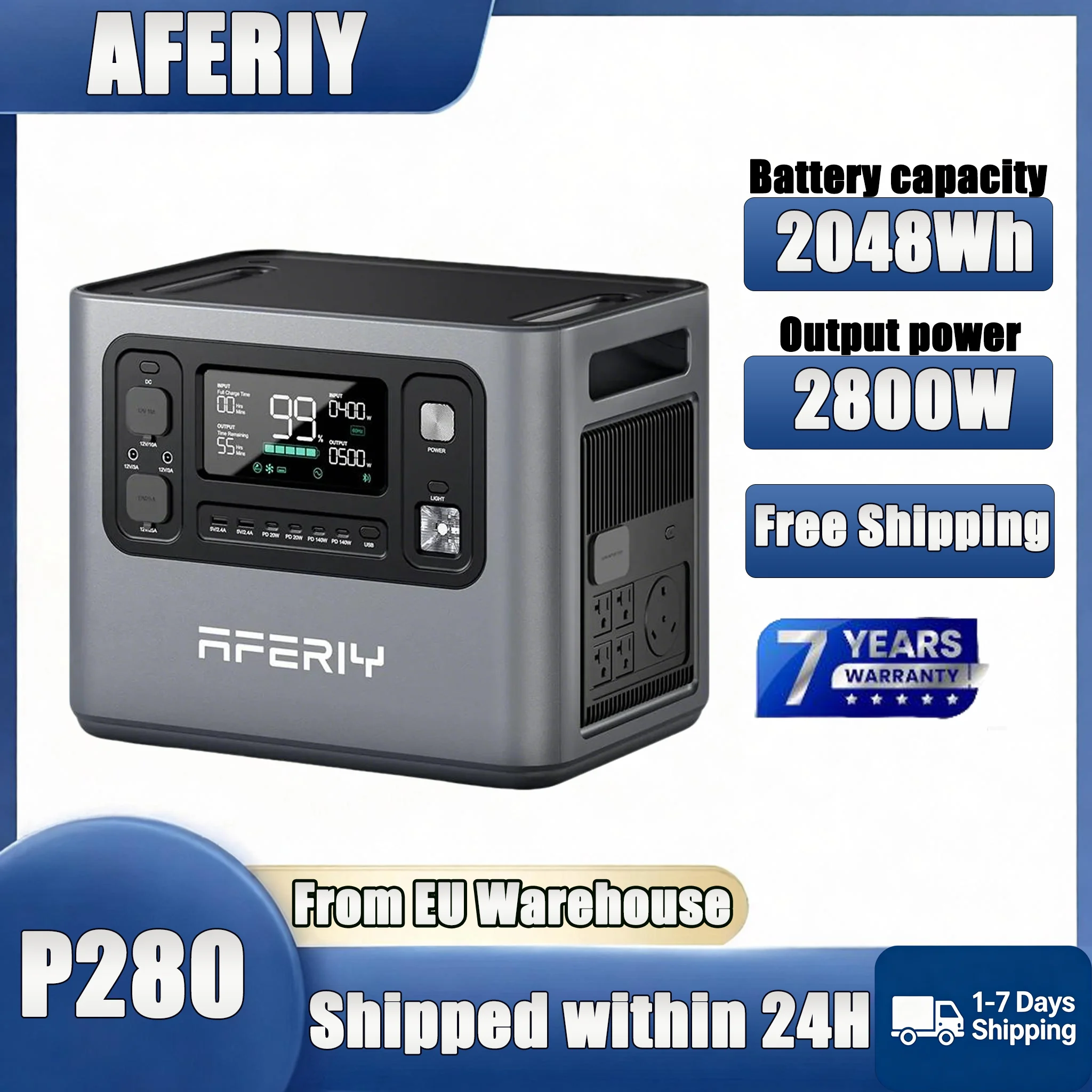 AFERIY P280 2800W 2048Wh LiFePO4 Batterie Tragbare Powerstation Solarladung App-Steuerung für Zuhause Outdoor Camping Mobile Stromversorgung