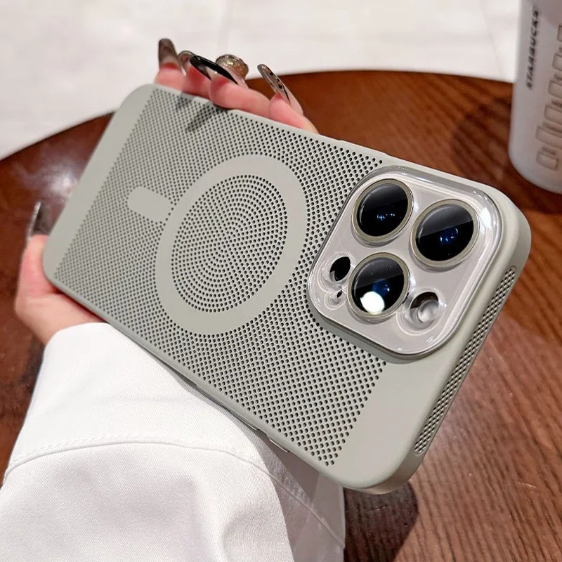 

Heat Dissipation Mesh For Magsafe Magnetic Wireless Charging Case For iPhone 11 13 15 14 12 16 Pro Max Candy Breathable Cover