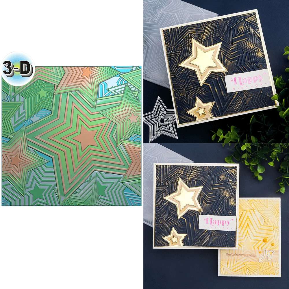 3D-Prägeordner mit Sternenhintergrund für Kartenherstellung und Scrapbooking – robuster Kunststoff, einfache Prägung – perfekt 2025, heiß