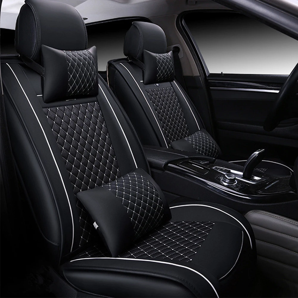 

2-Seat All-Season Quilted PU Leather Car Seat Covers, Full-Wrap Waterproof, Universal for Sedan/SUV/Truck