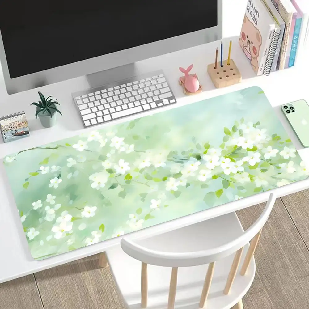

Creative watercolor mouse pad oversized oil painting green fresh eye protection girls laptop table mat