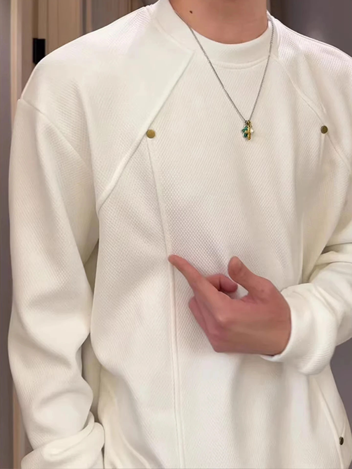 

American Texture Design Fce round Ne Sweatirt Men Women Autumn Winter Trendy High-End Warmth Inner Wear Base irt