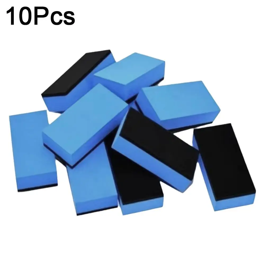 10pcs Car Ceramic Coating Sponge Applicator Glass Nano Wax Coat Sponges Blue Square Sponge and Cloth Cleaning Accessory