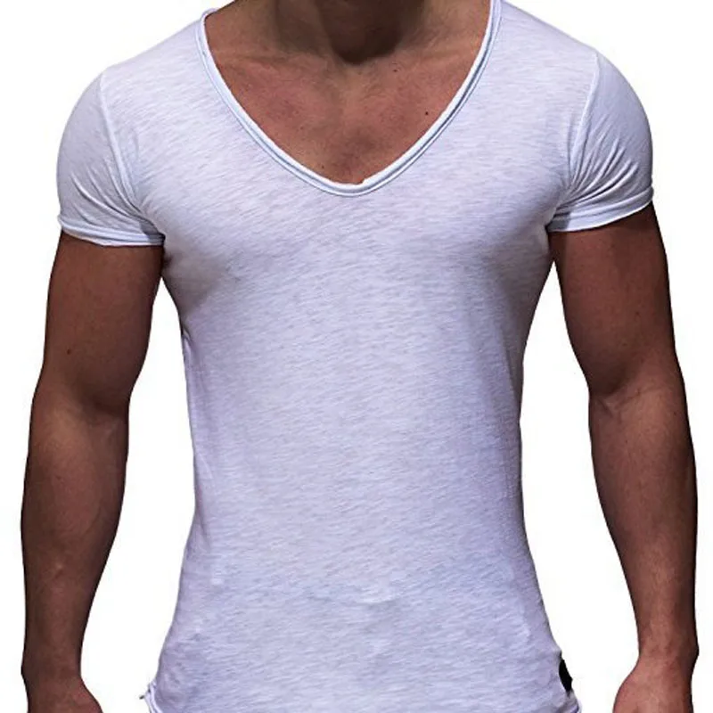 Koszulka męska 2025 rekreacyjna letnia z krótkim rękawem jednolita patchworkowa bluzka t-shirty odzież męska slim camisetas męska koszulka — zdjęcie 5
