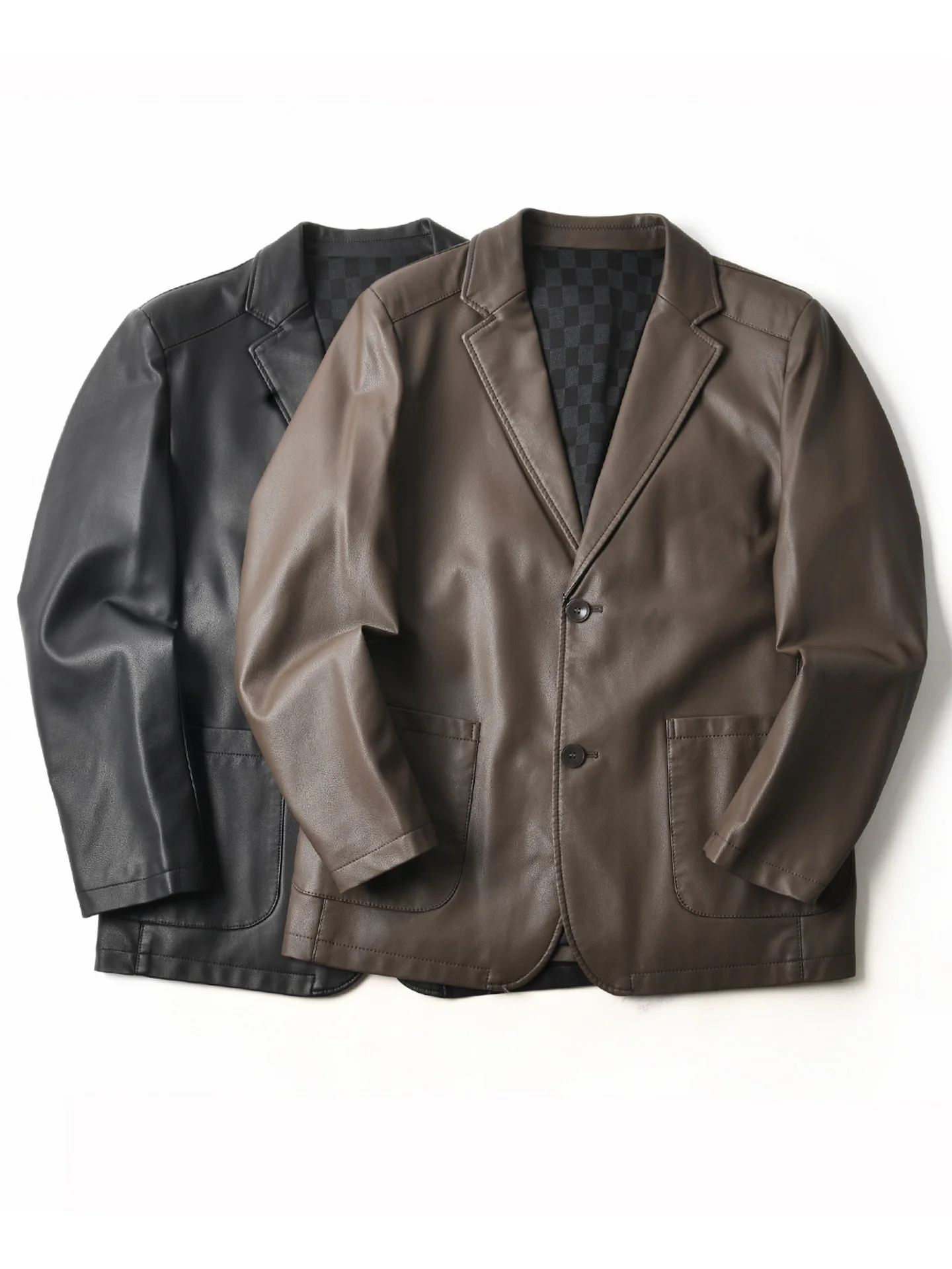 New American Style Ultra-Leather Comfortable Breathable Business Casual Leather Jacket Men's Autumn PU Faux Leather Suit Coat