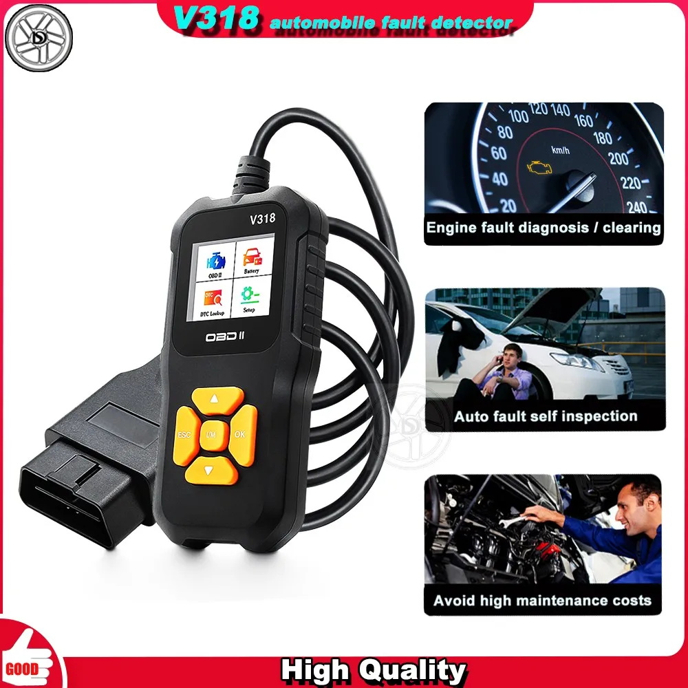 V318 OBD2 Scanner Car Fault Diagnostic Instrument Engine Reading Clear The Engine Malfunction Light Mechanic Tools 10 Languages