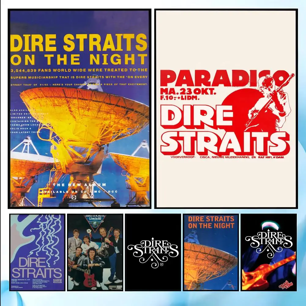 Singer D-Dire S-Straits Rockband-Poster, HD-Kunst, selbstklebende Wanddekoration, wasserfest, für Zuhause, Wohnzimmer, Schlafzimmer, Bar, ästhetische Dekoration