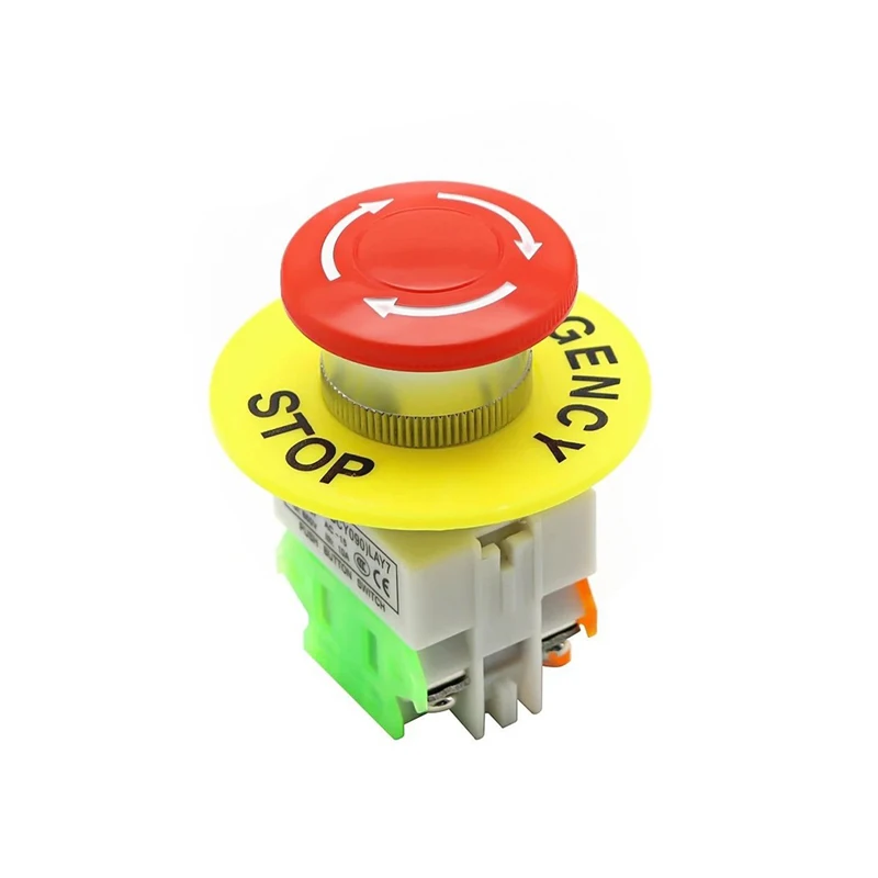 Red Mushroom Cap 1NO 1NC DPST Emergency Stop Push Button AC 660V 10A Switch Equipment Lift Locking Self Closing