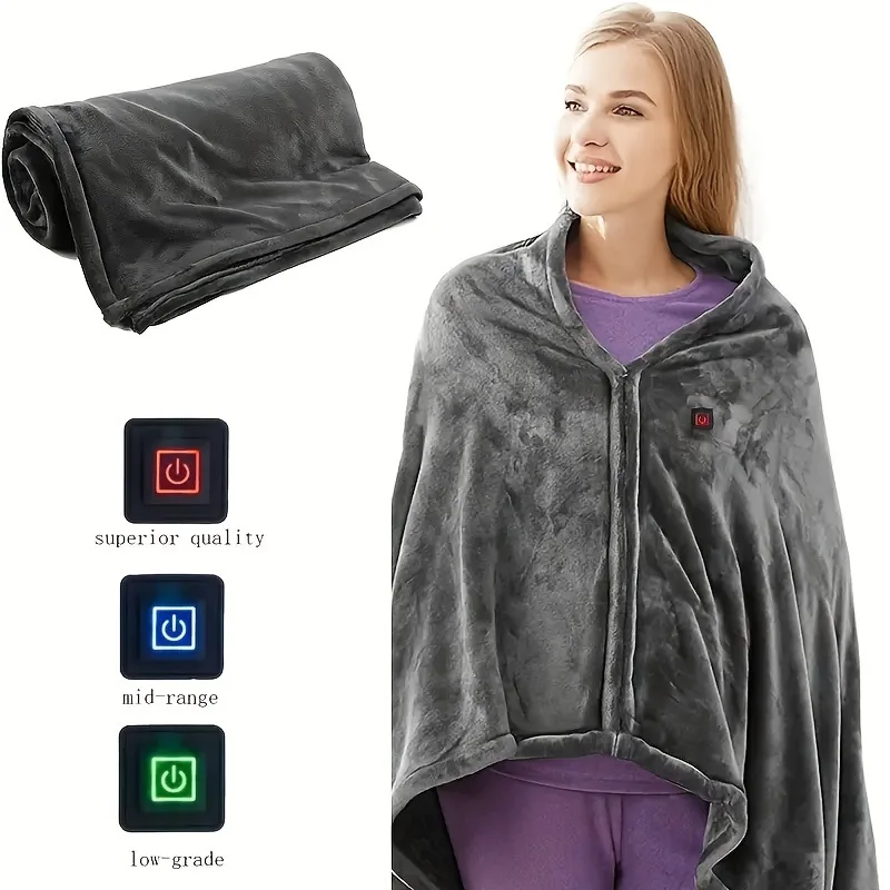 

USB Electric Heated Blanket 3Heating Levels Fleece Heated Blanket Portable Body Warmer Blanket Quickly Heated Cape Pad forOffice