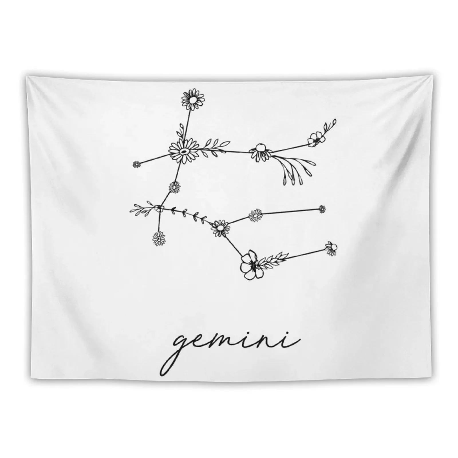 Gemini Zodiac Wildflower Constellation Tapestry Carpet Wall Aesthetic Room Decor Korean Tapestry