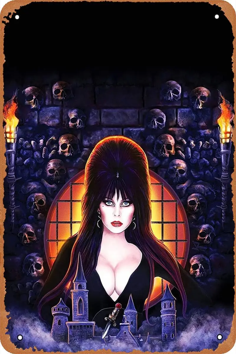 Elvira, Mistress of the Dark Horror Movie Poster Vintage Tin Sign Retro Metal Sign for Bar Pub Man Cave Garage Bedroom Home Wall