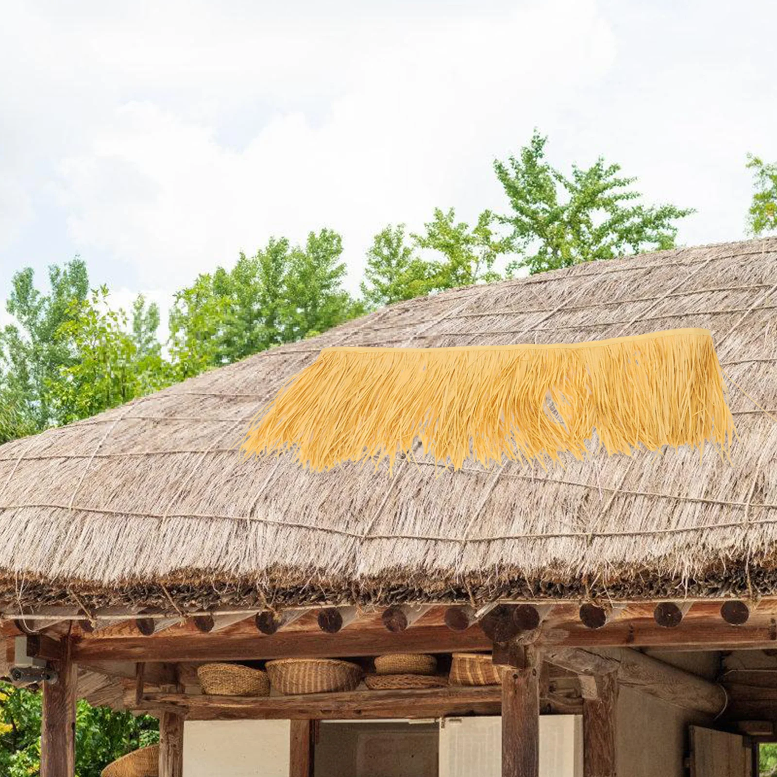 Simulated Thatch Artificial Straw Roof Decorative Roofing For Garden Wall Landscape Fake Blind Grass Mexican Thatch Roof Shade