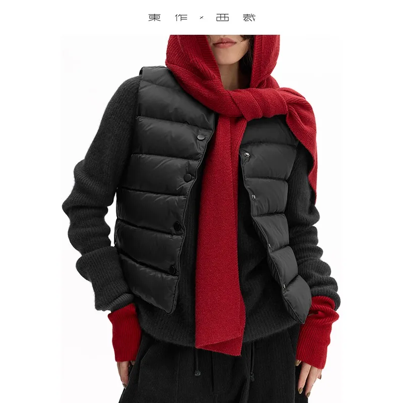 ملابس داخلية نسائية سترة دافئة ~ 90% بطة أسفل، يمكن ارتداؤها في الخارج، سترة بدون أكمام بقصة ضيقة، طراز جديد لخريف وشتاء 2025 #3