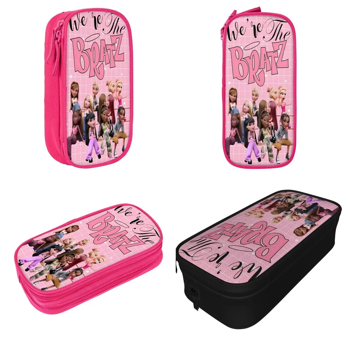 Lovely We're The Bratz Pencil Case Doll Cartoon Pencil Box Pen Box for Student Big Capacity Bag Office Cosmetic Stationery