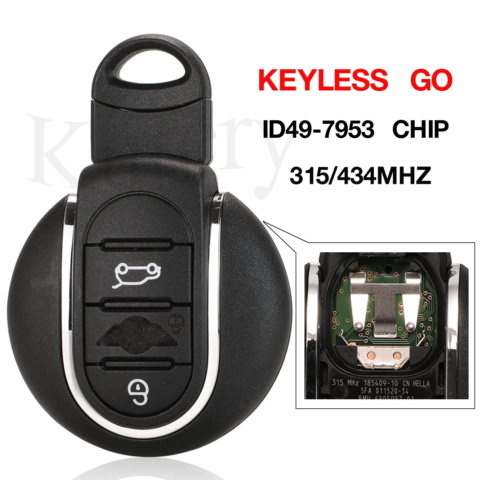 

jingyuqin 3 Button 315/433Mhz ID49 PCF7953 Chip Keyless go Smart Remote Key For BMW Mini Cooper F-Series F55 F56 Clubman 14-18