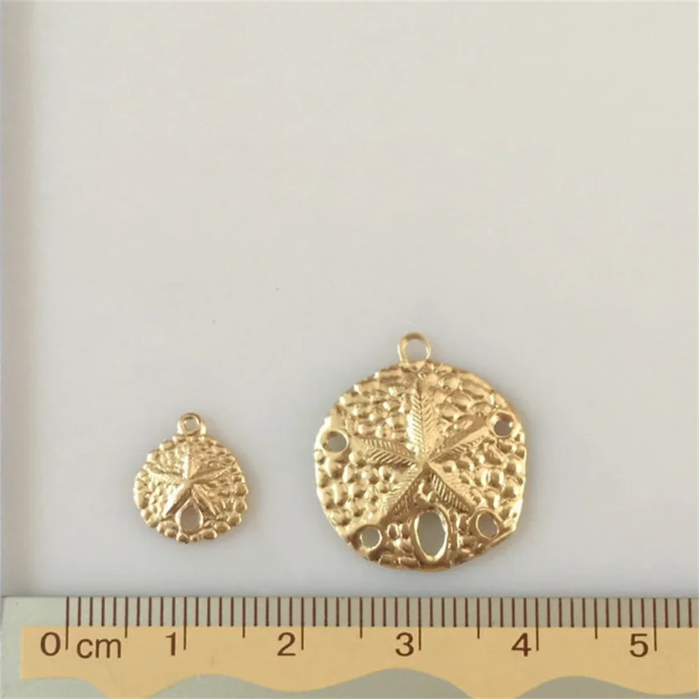 14K Gold Filled Small Sand Dollar Charms for Nautical Sea Ocean Beach Bracelet Necklace