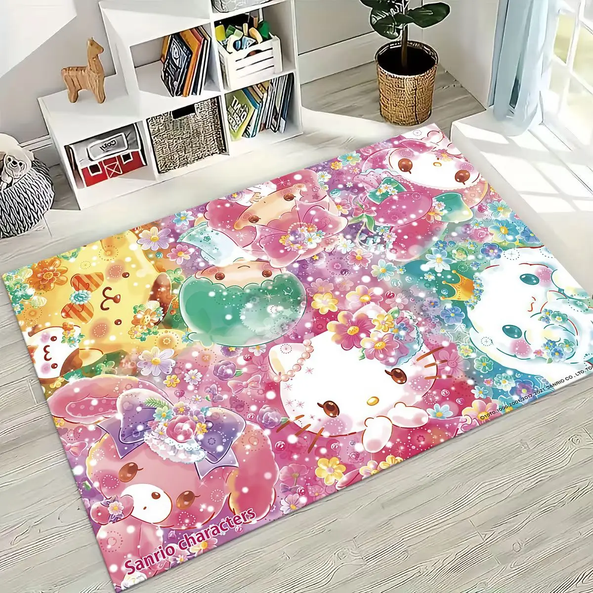 

Sanrio Cute Hello Kitty Cartoon Girl Rug for Bedroom Living Room Sofa Home Doormat Decor, Large Kid Play Non-slip Floor Mat Gift